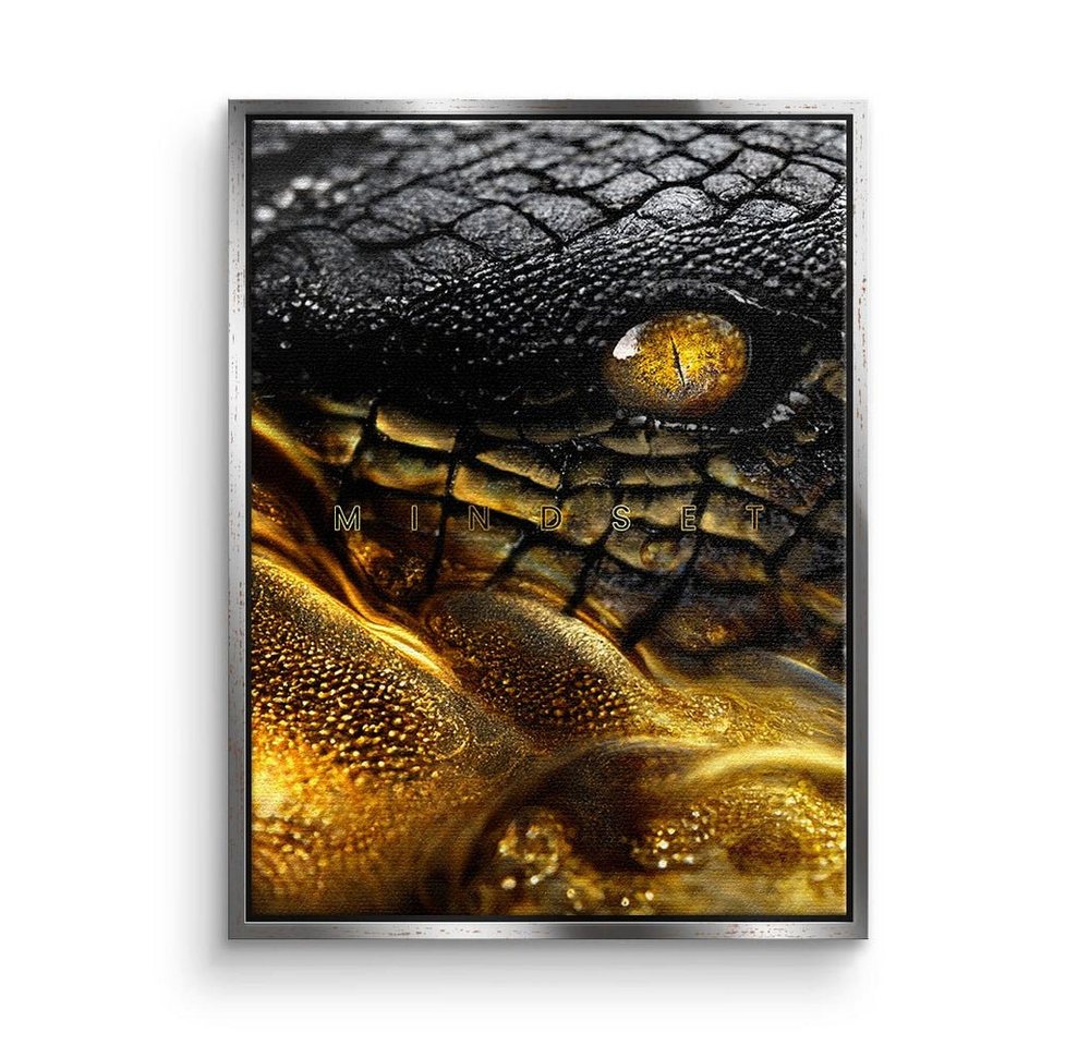 DOTCOMCANVAS® Leinwandbild, Premium Leinwandbild - Motivation - Gold Crocodile - Mindset - Succe von DOTCOMCANVAS®