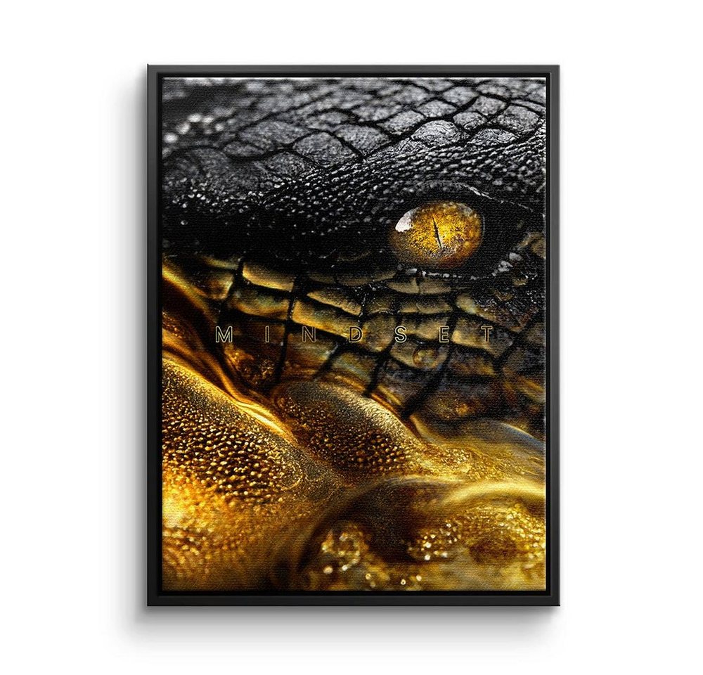 DOTCOMCANVAS® Leinwandbild, Premium Leinwandbild - Motivation - Gold Crocodile - Mindset - Succe von DOTCOMCANVAS®