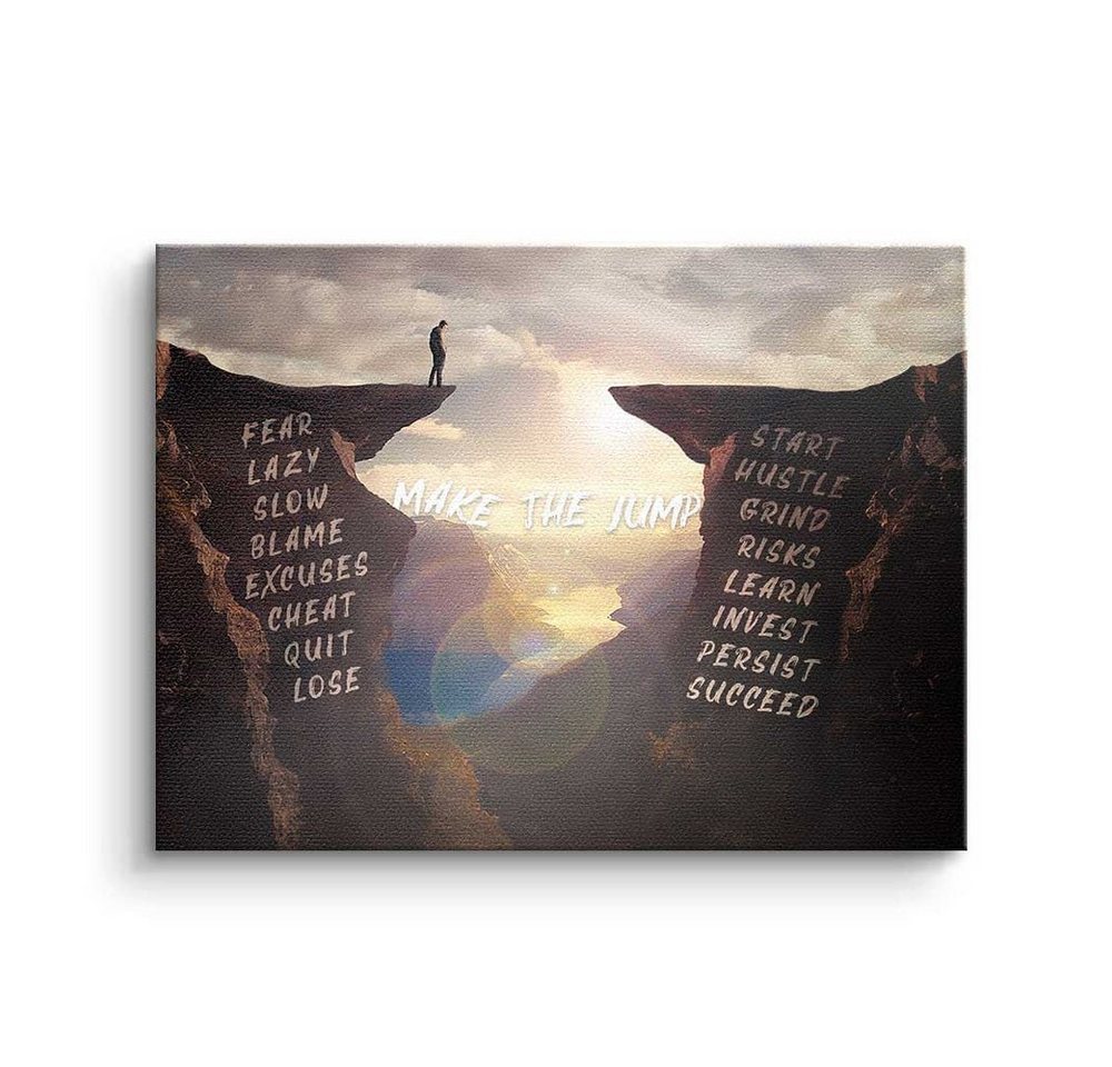 DOTCOMCANVAS® Leinwandbild, Premium Leinwandbild - Motivation - Make The Jump - Mindset von DOTCOMCANVAS®