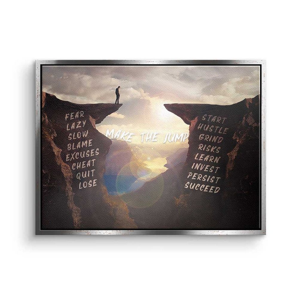 DOTCOMCANVAS® Leinwandbild, Premium Leinwandbild - Motivation - Make The Jump - Mindset von DOTCOMCANVAS®