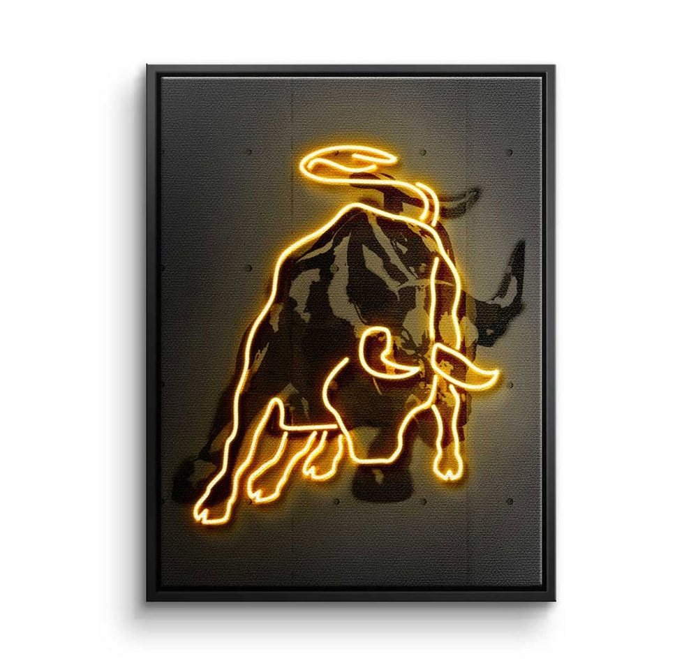 DOTCOMCANVAS® Leinwandbild, Premium Leinwandbild - Motivation - Neon Bull - Trading - Mindset von DOTCOMCANVAS®