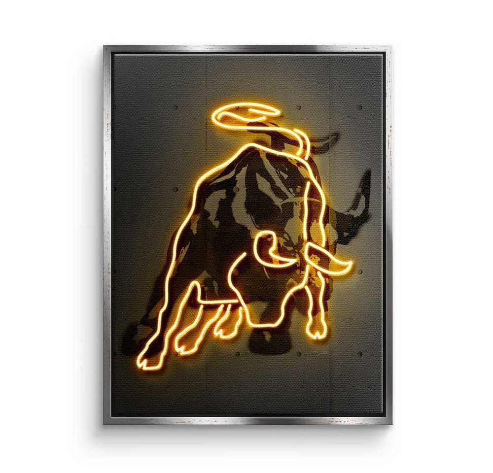 DOTCOMCANVAS® Leinwandbild, Premium Leinwandbild - Motivation - Neon Bull - Trading - Mindset von DOTCOMCANVAS®