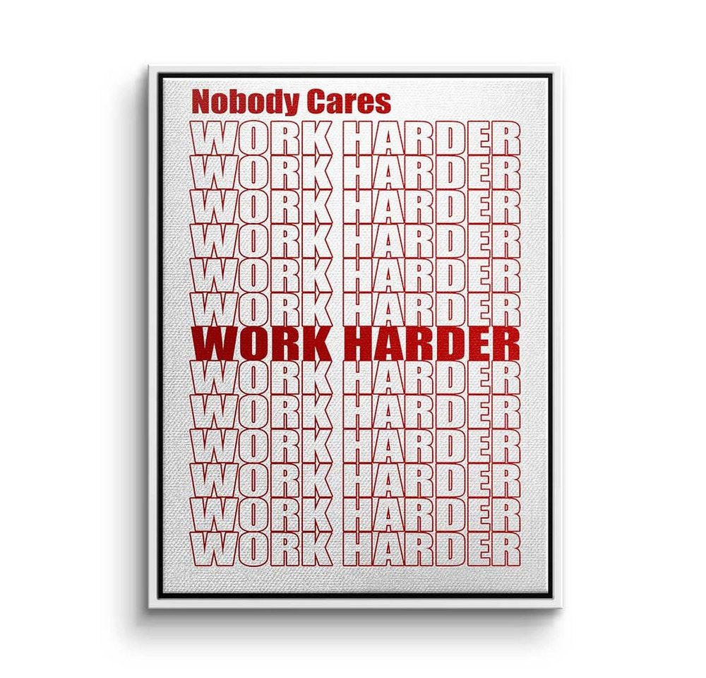 DOTCOMCANVAS® Leinwandbild, Premium Leinwandbild - Motivtionszitat - Work Harder Red - Mindset von DOTCOMCANVAS®