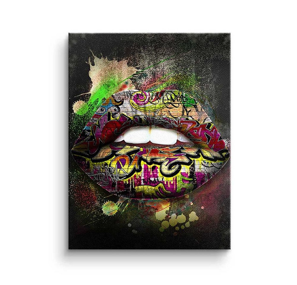 DOTCOMCANVAS® Leinwandbild, Premium Leinwandbild - Pop Art - Graffiti Lips - modernes Wandbild von DOTCOMCANVAS®