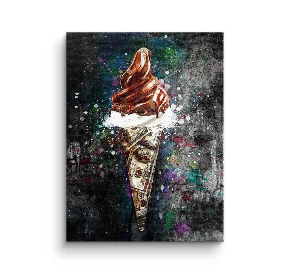 DOTCOMCANVAS® Leinwandbild, Premium Leinwandbild - Pop Art - Ice Cream X Money - Motivationsbild von DOTCOMCANVAS®