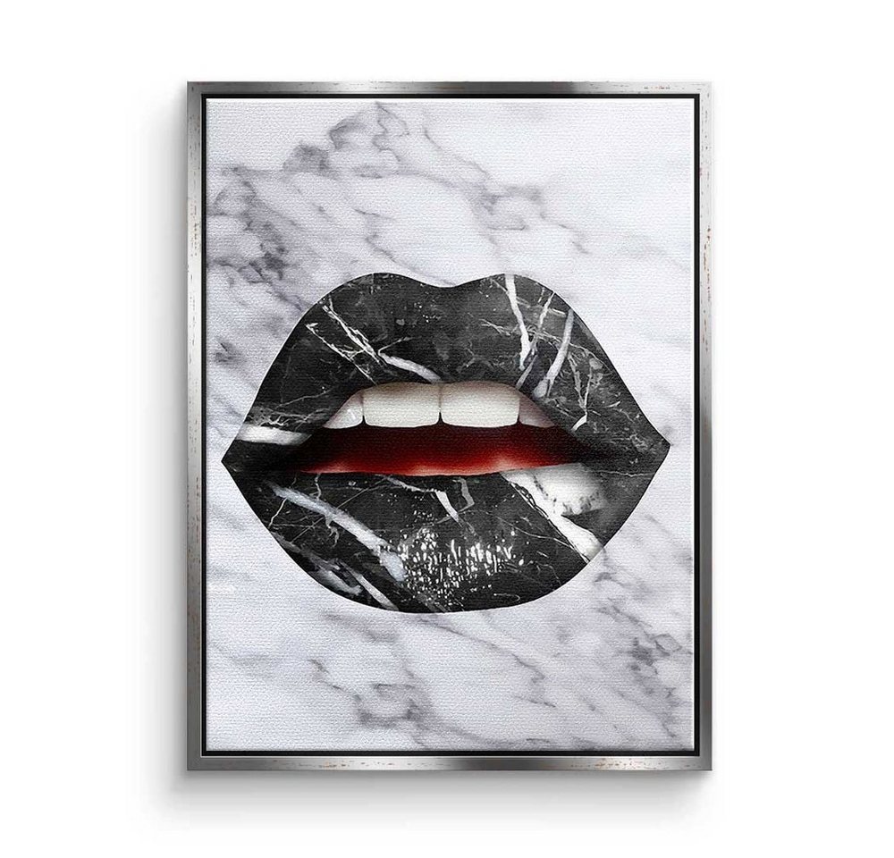 DOTCOMCANVAS® Leinwandbild, Premium Leinwandbild - Pop Art - Lippen X Marmor - modernes Wandbild von DOTCOMCANVAS®