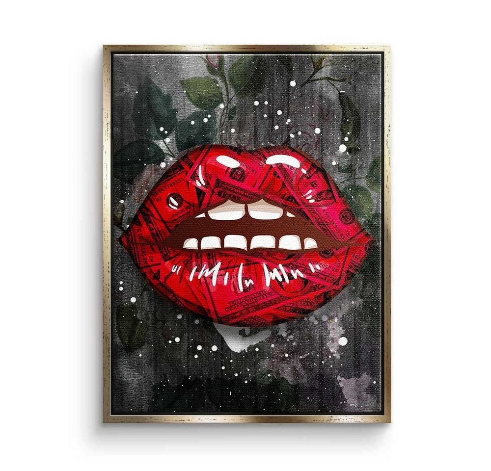DOTCOMCANVAS® Leinwandbild, Premium Leinwandbild - Pop Art - Modern Kiss - Geld - Erfolg von DOTCOMCANVAS®