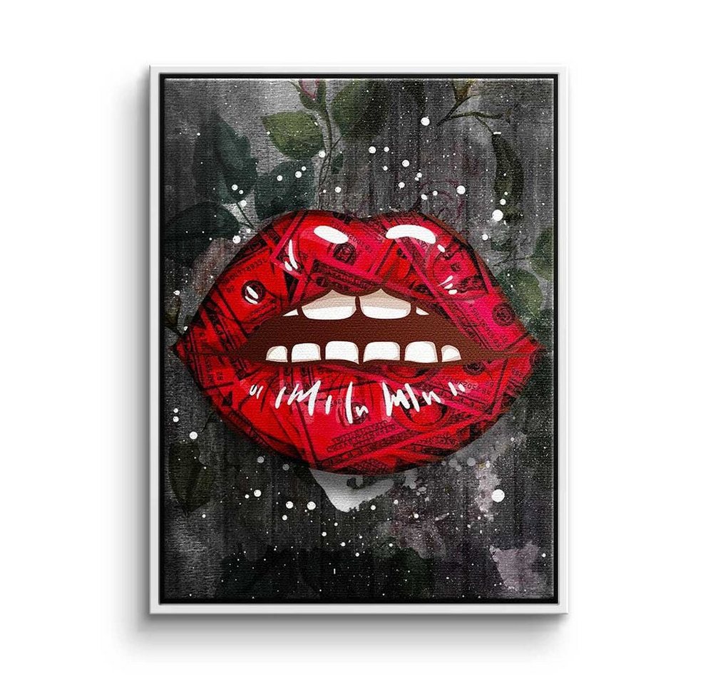 DOTCOMCANVAS® Leinwandbild, Premium Leinwandbild - Pop Art - Modern Kiss - Geld - Erfolg von DOTCOMCANVAS®