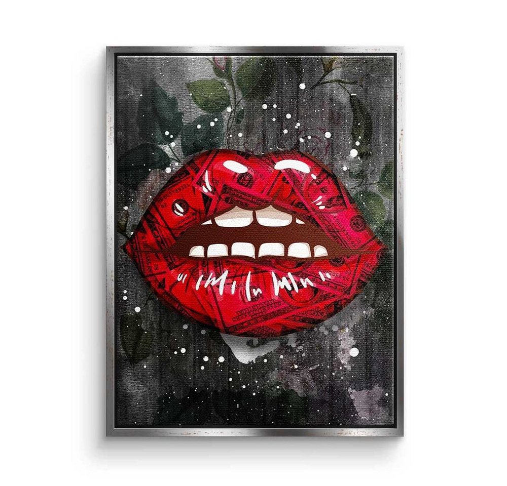 DOTCOMCANVAS® Leinwandbild, Premium Leinwandbild - Pop Art - Modern Kiss - Geld - Erfolg von DOTCOMCANVAS®