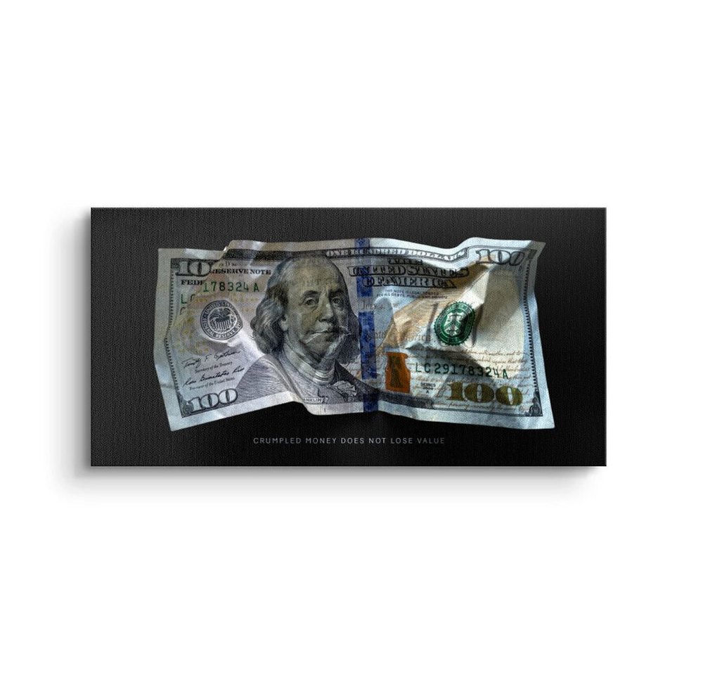 DOTCOMCANVAS® Leinwandbild, Premium Motivationsbild - Crumble Money V1 von DOTCOMCANVAS®