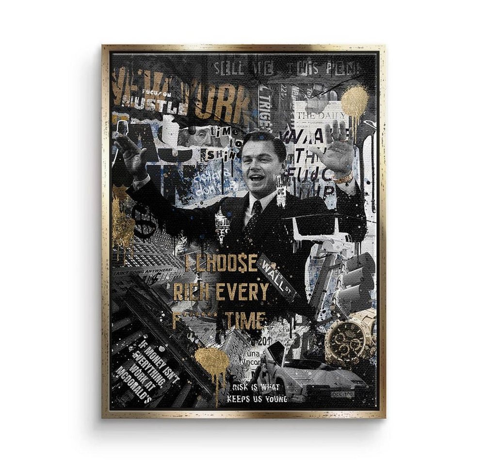 DOTCOMCANVAS® Leinwandbild, Premium Motivationsbild - I CHOO$E RICH Wandbild von DOTCOMCANVAS®