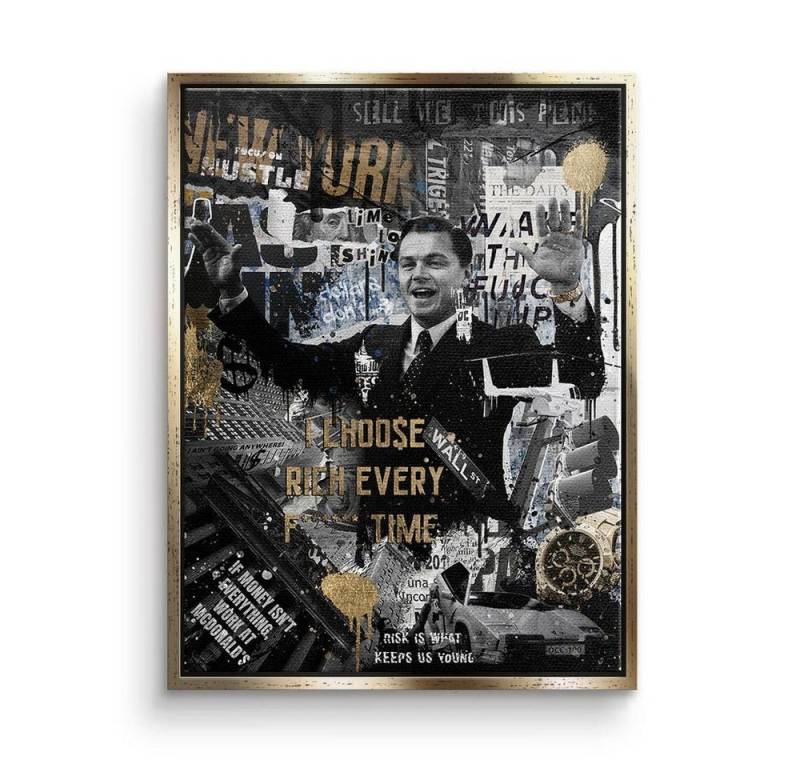 DOTCOMCANVAS® Leinwandbild, Premium Motivationsbild - I CHOO$E RICH Wandbild von DOTCOMCANVAS®