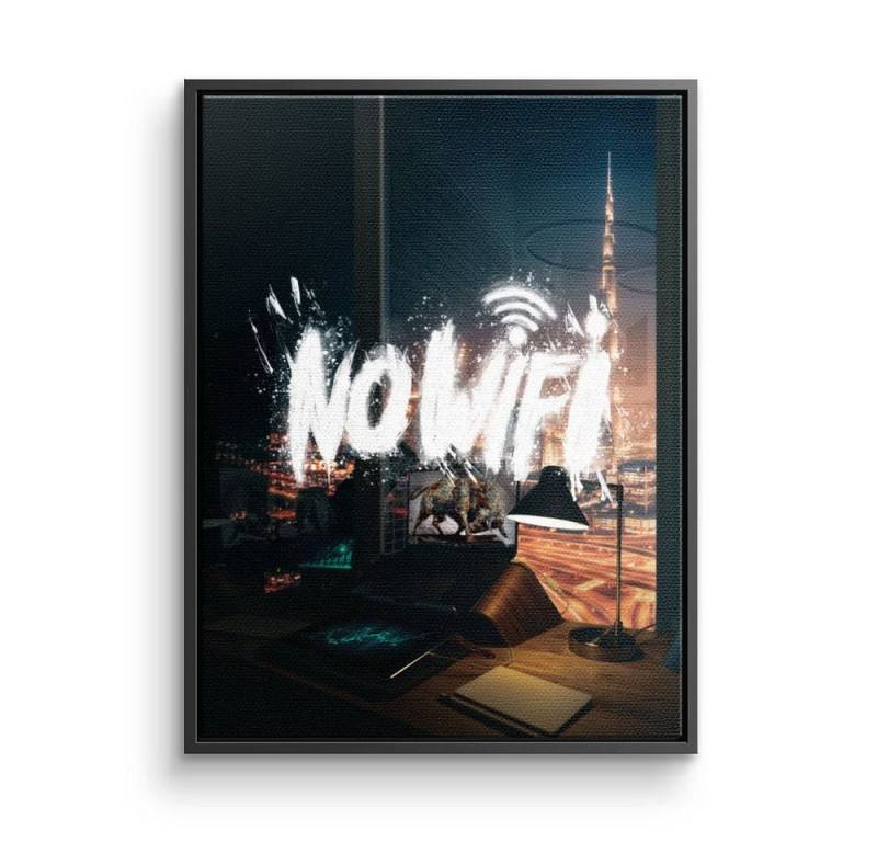 DOTCOMCANVAS® Leinwandbild, Premium Motivationsbild - NO WIFI - Dubai von DOTCOMCANVAS®
