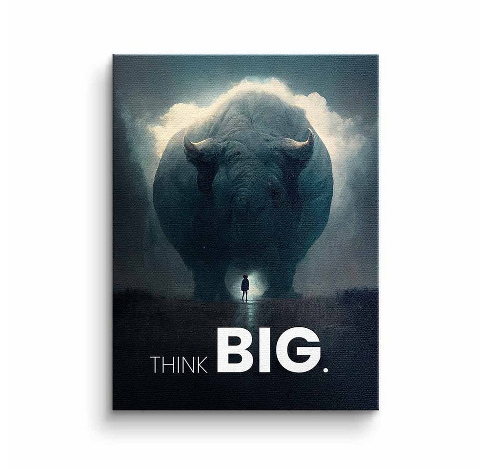 DOTCOMCANVAS® Leinwandbild, Premium Motivationsbild - Think Big Synergy - Nashorn von DOTCOMCANVAS®