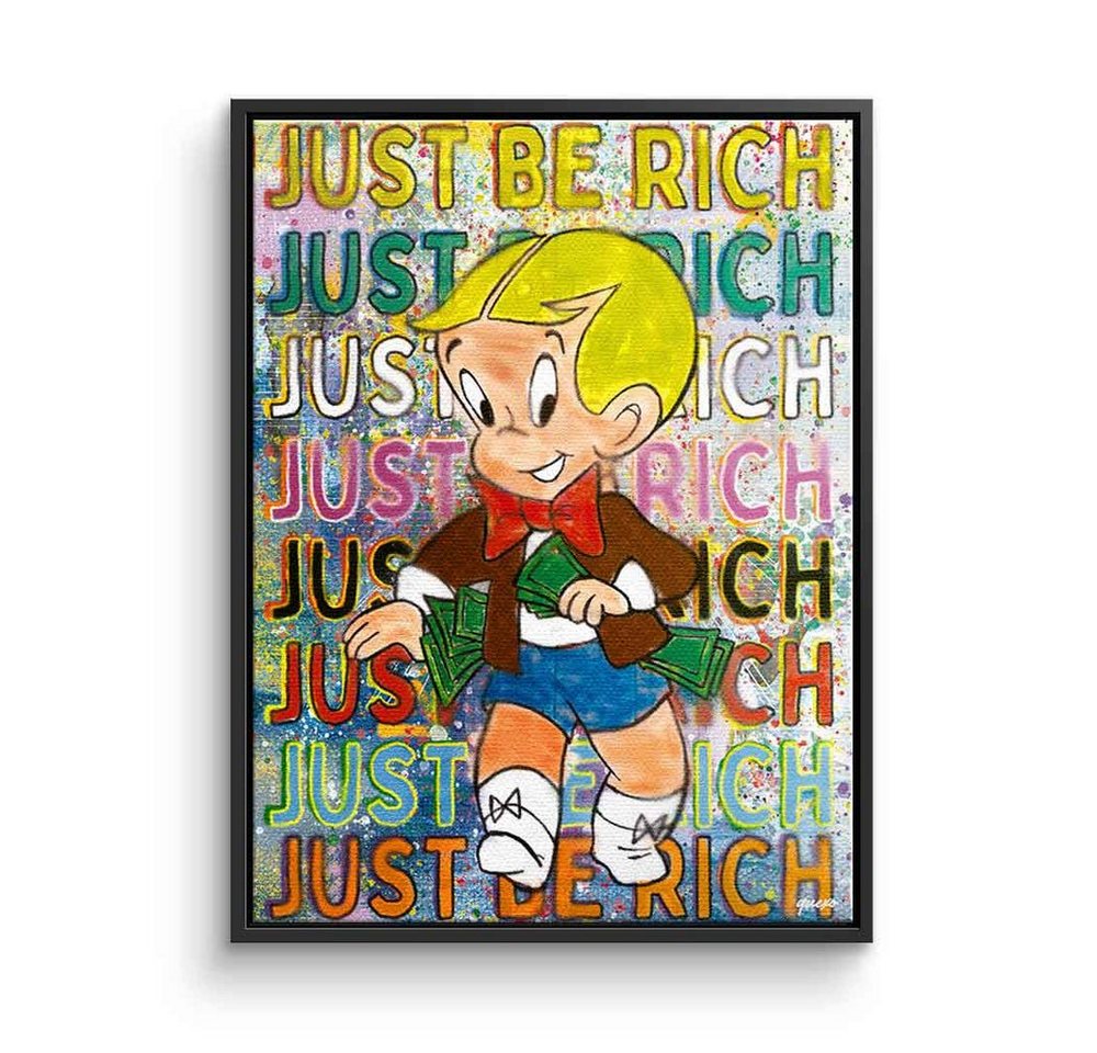 DOTCOMCANVAS® Leinwandbild, Richie Rich Leinwandbild Just be rich Comic Pop Art Geld von DOTCOMCANVAS®