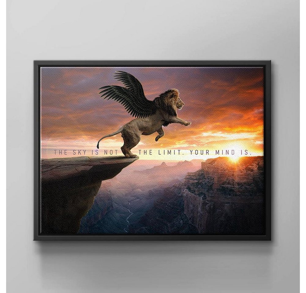 DOTCOMCANVAS® Leinwandbild, Wandbild motivierend zitat himmel denkweise fliegender löwe flügel b von DOTCOMCANVAS®