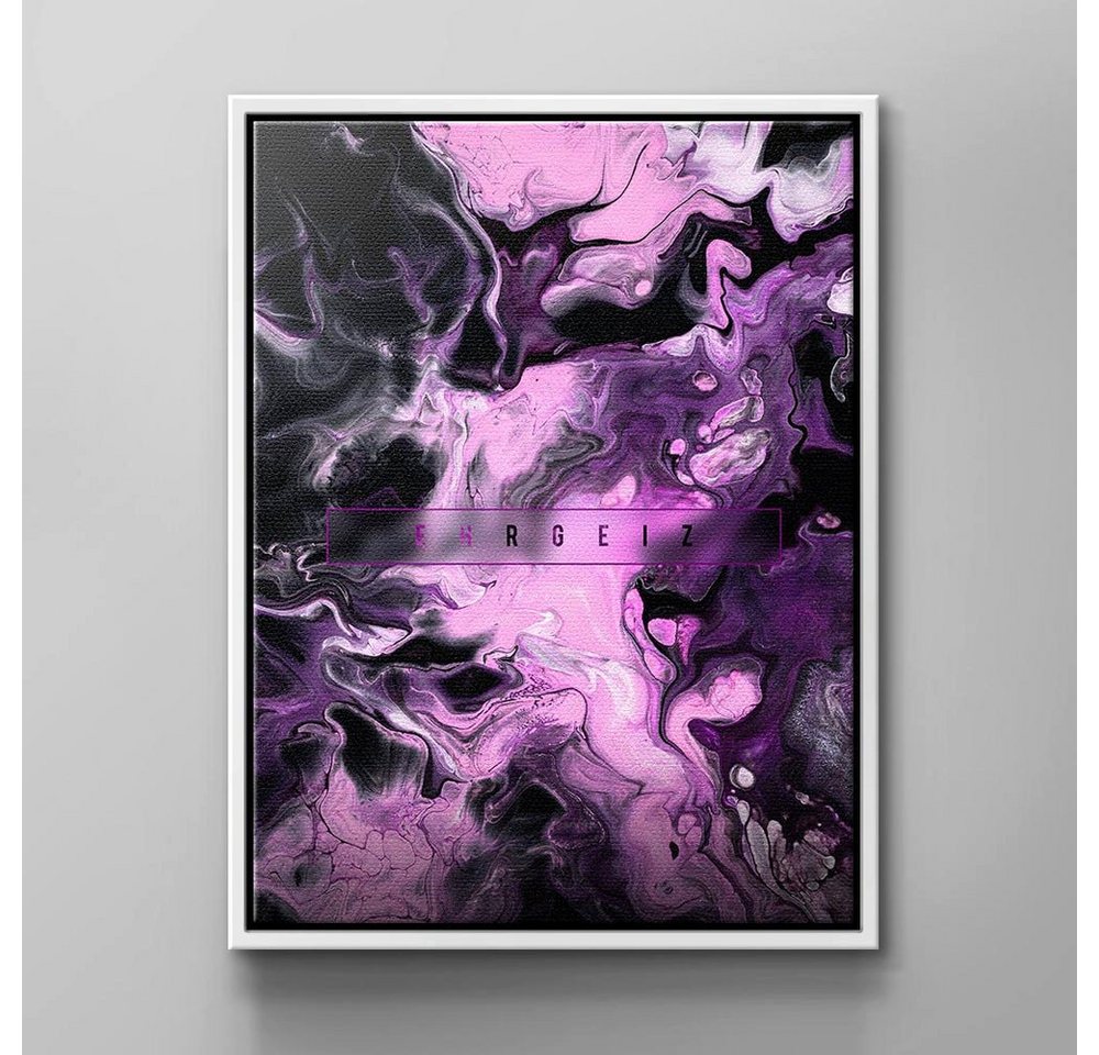 DOTCOMCANVAS® Leinwandbild AMBITION LIQUID, Deutsch, Leinwand Wandbild Motivationszitat violette schwarze abstrakte Flüss von DOTCOMCANVAS®