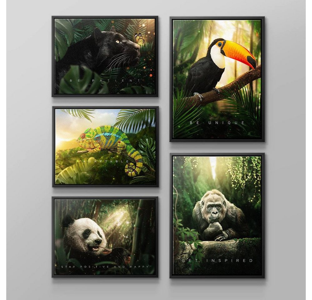 DOTCOMCANVAS® Leinwandbild ANIMAL JUNGLE - Leinwand 5x, Englisch von DOTCOMCANVAS®