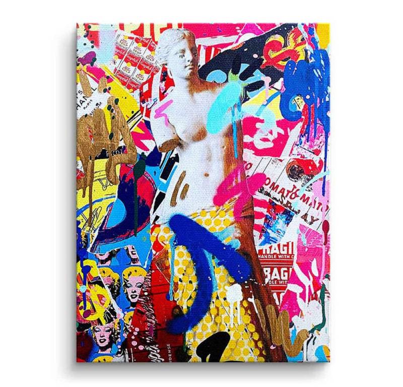 DOTCOMCANVAS® Leinwandbild ANTIK LOVE, Leinwandbild ANTIK LOVE Pop Art Statue hochkant von Dotcomcanvas