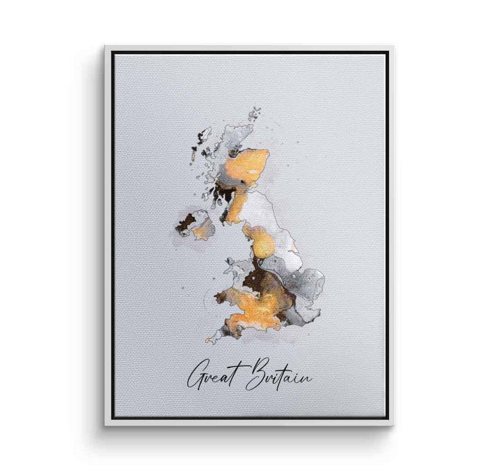 DOTCOMCANVAS® Leinwandbild Abstract Countries - Great Britain, Großbritannien Leinwandbild Great Britain abstrakt weiß gold elegant von DOTCOMCANVAS®