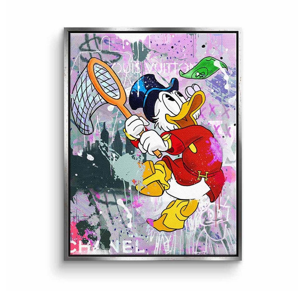 DOTCOMCANVAS® Leinwandbild Ambition, Dagobert Duck Leinwandbild Comic Pop Art Geld Hustle Mentalität von DOTCOMCANVAS®