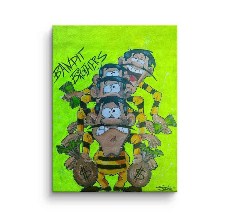 DOTCOMCANVAS® Leinwandbild Bandit Brothers, Leinwand Bild Bandit Brothers Die Daltons Lucky Luke comic Pop Art von DOTCOMCANVAS®