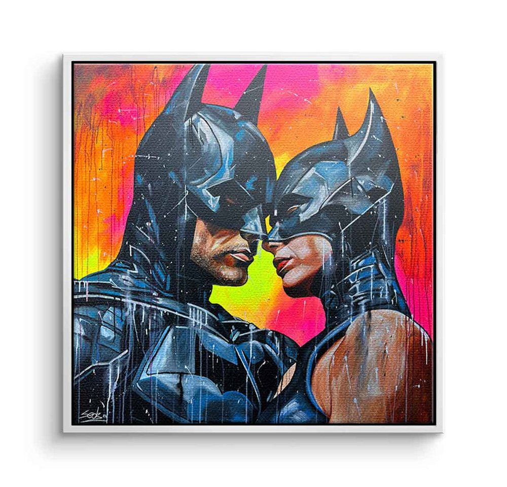 DOTCOMCANVAS® Leinwandbild Bat Love, Leinwandbild Batman Batwoman Portrait Love Comic Kunstdruck von DOTCOMCANVAS®