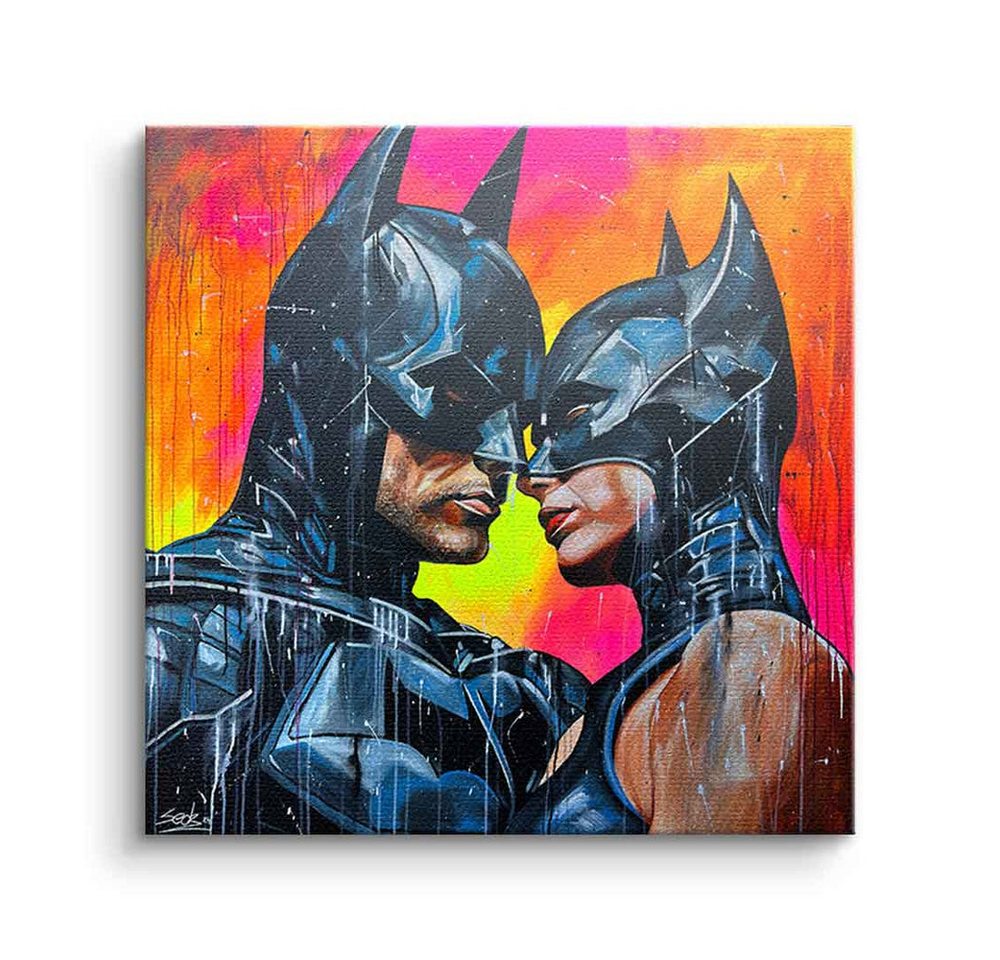 DOTCOMCANVAS® Leinwandbild Bat Love, Leinwandbild Batman Batwoman Portrait Love Comic Kunstdruck von DOTCOMCANVAS®