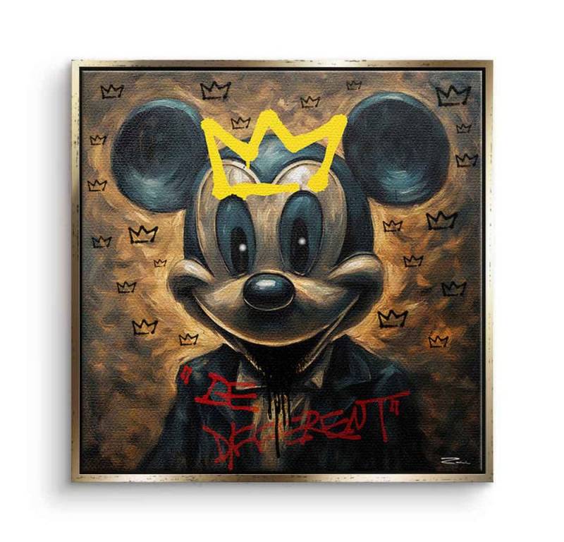 DOTCOMCANVAS® Leinwandbild Be Different, Leinwandbild Be Different Mickey Mouse Comic Cartoon Wandbild von DOTCOMCANVAS®