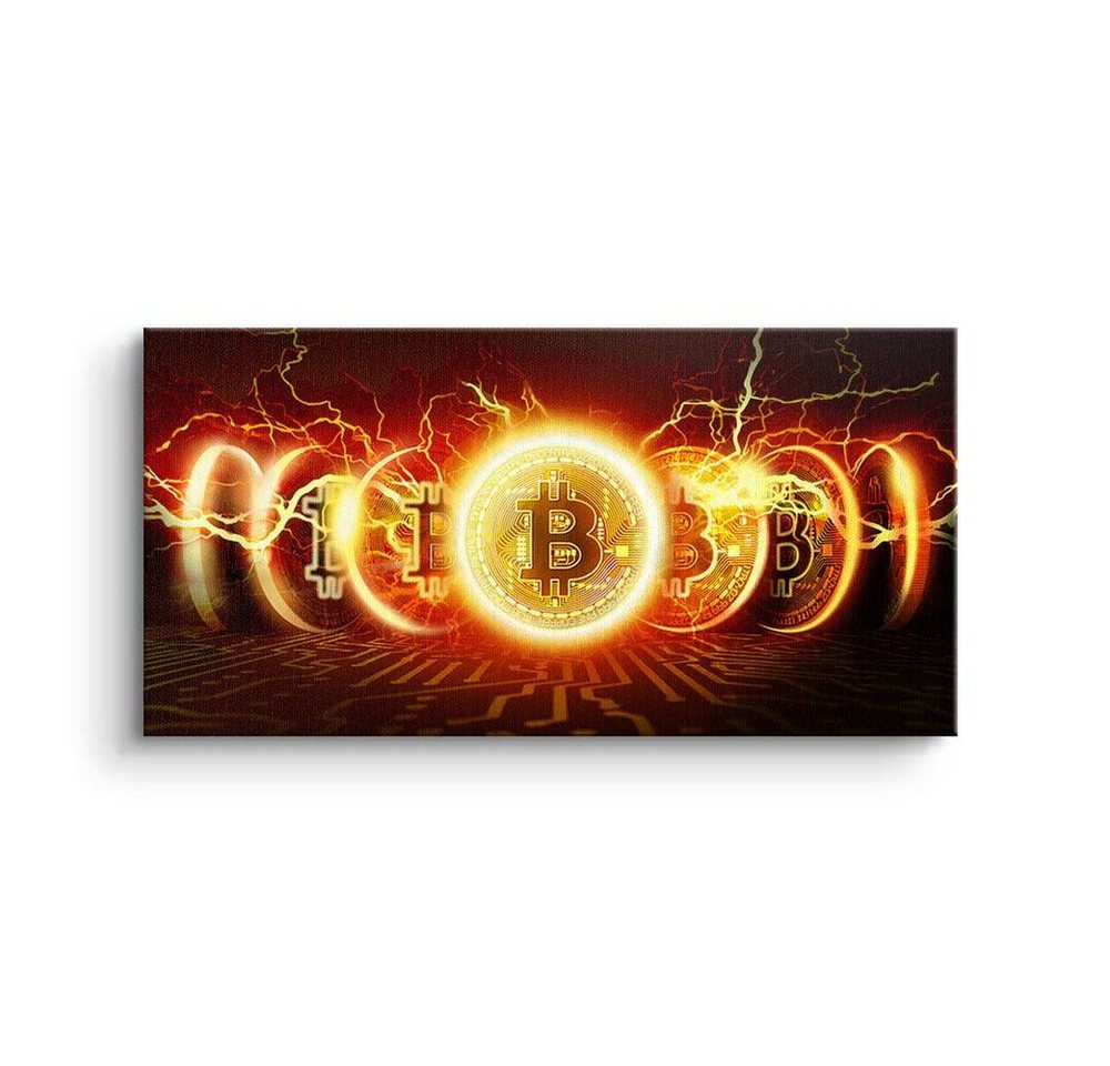 DOTCOMCANVAS® Leinwandbild Bitcoin Fire Explosion, Premium Leinwandbild - Crypto - Bitcoin Fire Explosion - Trading von DOTCOMCANVAS®