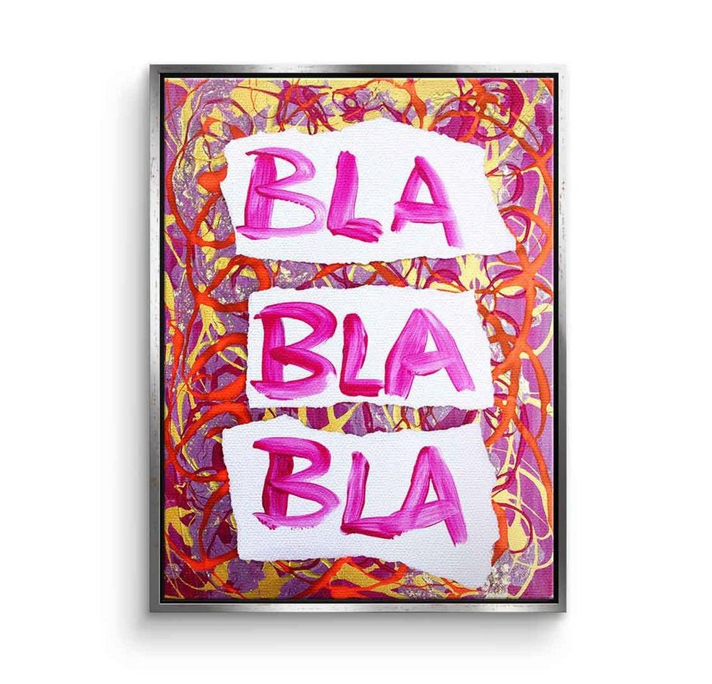 DOTCOMCANVAS® Leinwandbild Bla bla bla, Leinwandbild Bla bla bla Zitat Motivation Spruch weiß pink hochkant von DOTCOMCANVAS®