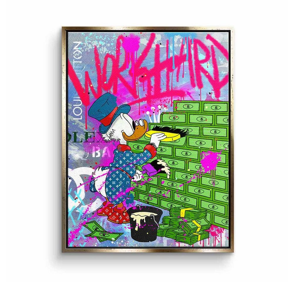 DOTCOMCANVAS® Leinwandbild Business Builder, Dagobert Duck Leinwandbild Comic Pop Art Geld Graffiti hustle von DOTCOMCANVAS®