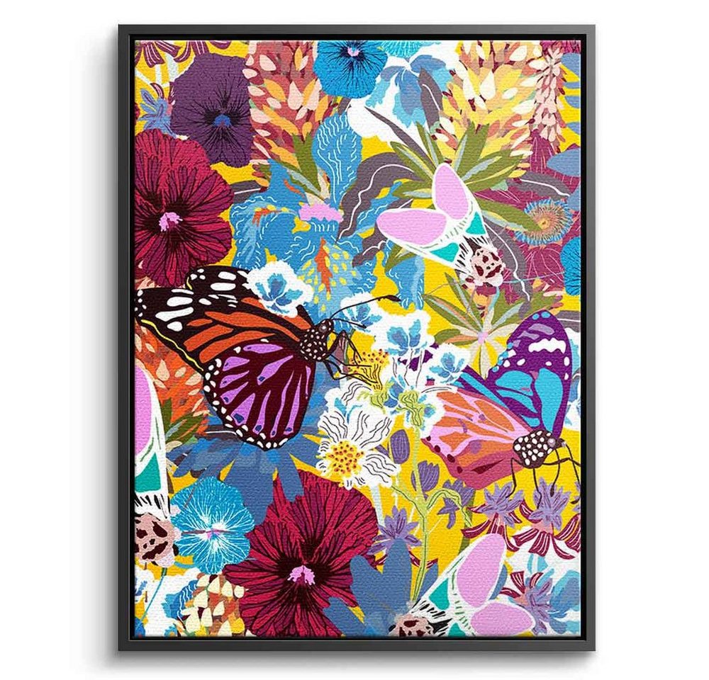 DOTCOMCANVAS® Leinwandbild Butterfly Spree, Leinwandbild Butterfly Spree Schmetterling Blumen floral Wandbild von DOTCOMCANVAS®