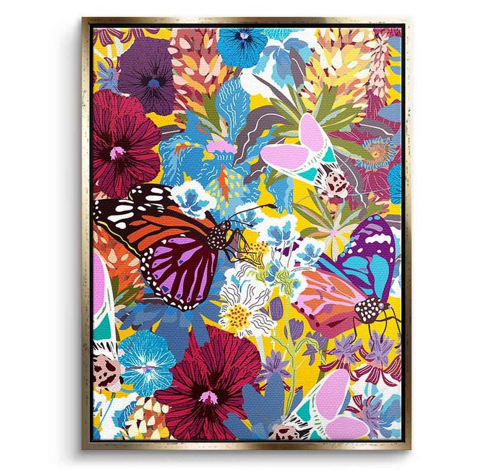 DOTCOMCANVAS® Leinwandbild Butterfly Spree, Leinwandbild Butterfly Spree Schmetterling Blumen floral Wandbild von DOTCOMCANVAS®