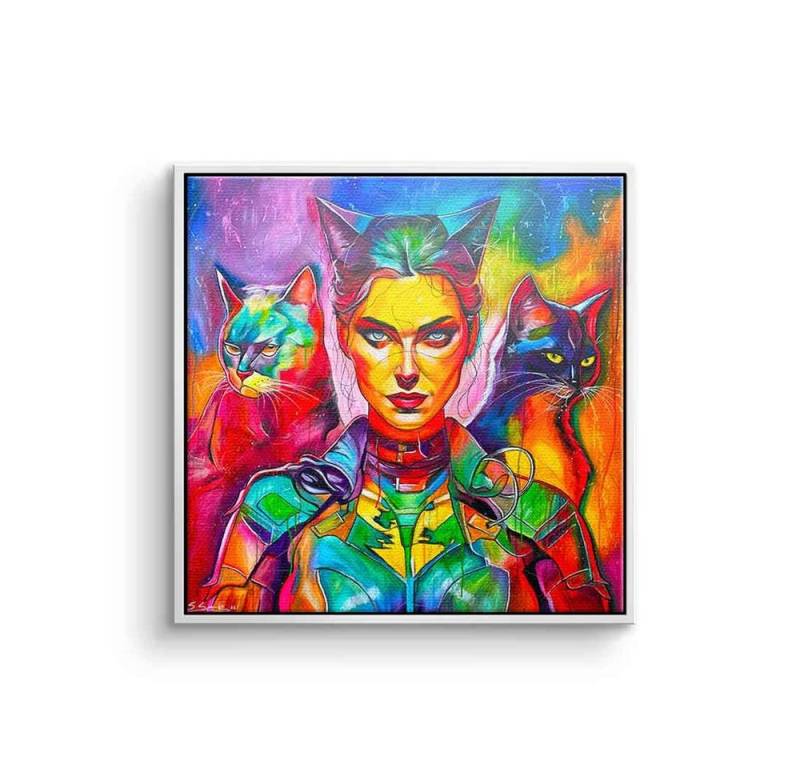 DOTCOMCANVAS® Leinwandbild Catwoman Reloaded, Leinwandbild Catwoman Reloaded Pop Art Porträt quadratisch von DOTCOMCANVAS®