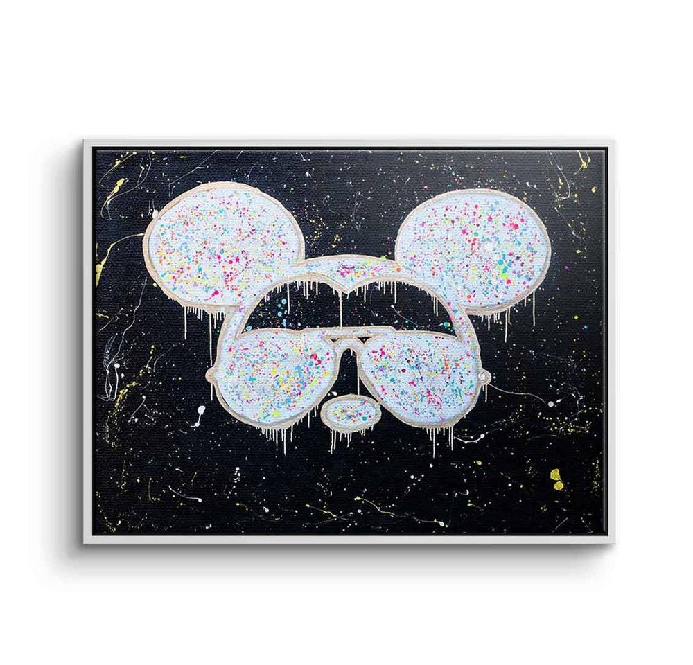 DOTCOMCANVAS® Leinwandbild Cool Ear, Leinwandbild Cool Ear Comic Pop Art Micky Maus Mouse schwarz weiß von DOTCOMCANVAS®