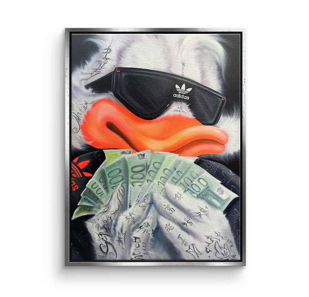 DOTCOMCANVAS® Leinwandbild Counting Money, Leinwandbild Counting Money Duck comic Pop Art hochkant hustle von DOTCOMCANVAS®