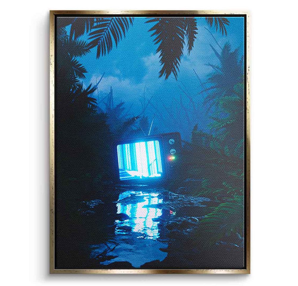 DOTCOMCANVAS® Leinwandbild Cracked, Leinwandbild blau schwarz KI AI generiert digitale Kunst Wandbild von DOTCOMCANVAS®