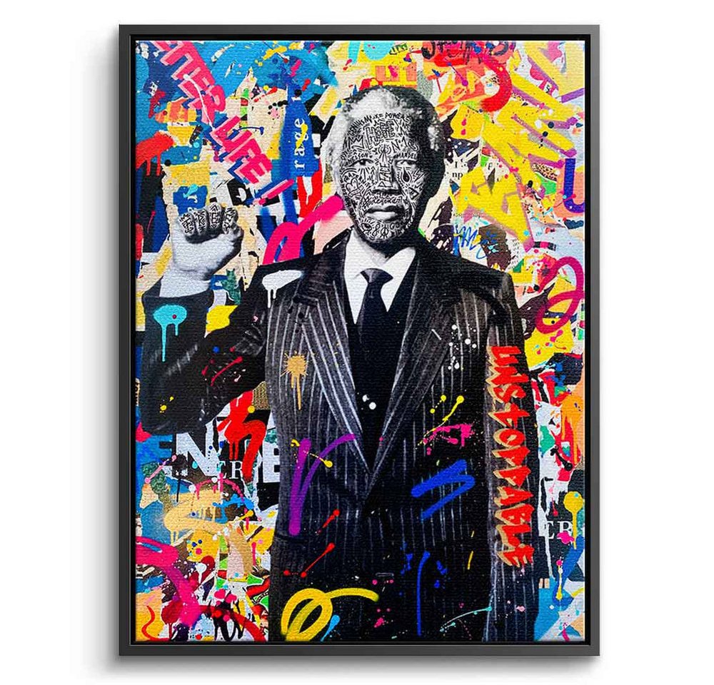 DOTCOMCANVAS® Leinwandbild FREE NELSON, Leinwandbild FREE Nelson Mandela Pop Art Portrait hochkant Wandbild von DOTCOMCANVAS®