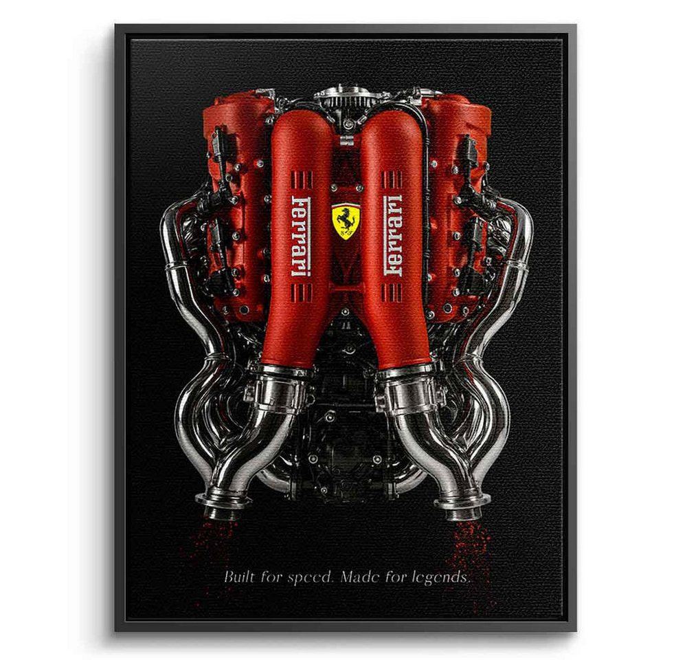 DOTCOMCANVAS® Leinwandbild Ferrari Engine, Leinwandbild Ferrari Engine schwarz edel luxus Wandbild Kunstdruck von DOTCOMCANVAS®