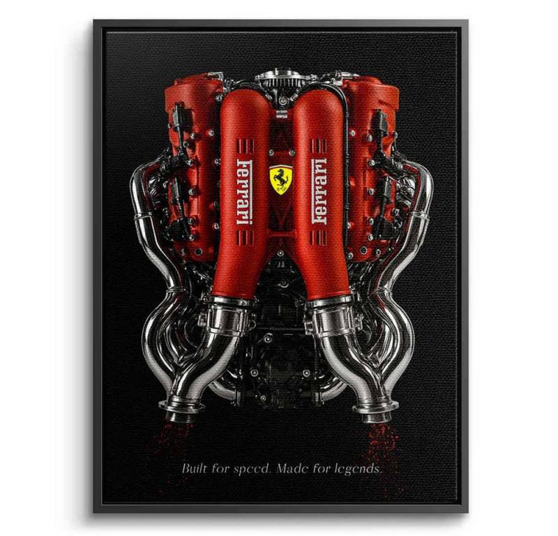 DOTCOMCANVAS® Leinwandbild Ferrari Engine, Leinwandbild Ferrari Engine schwarz edel luxus Wandbild Kunstdruck von DOTCOMCANVAS®