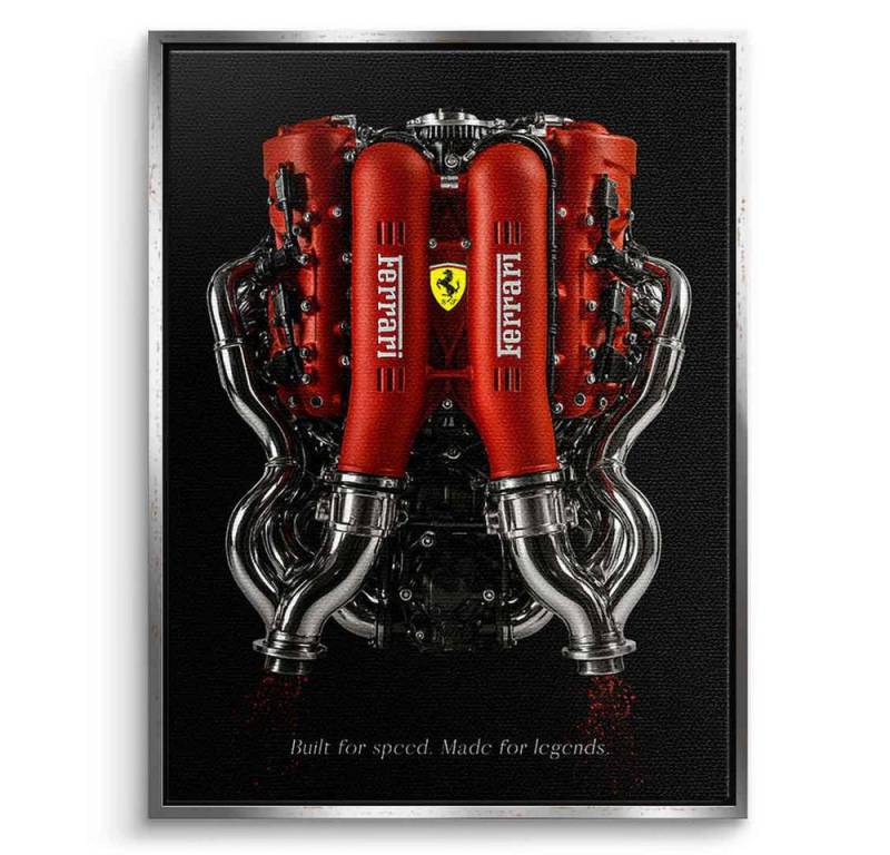 DOTCOMCANVAS® Leinwandbild Ferrari Engine, Leinwandbild Ferrari Engine schwarz edel luxus Wandbild Kunstdruck von DOTCOMCANVAS®