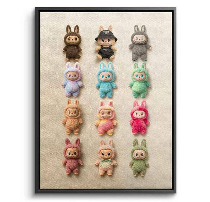 DOTCOMCANVAS® Leinwandbild Flat Labubu Collection, Leinwandbild Flat Labubu Collection Kunstdruck Wandbild von DOTCOMCANVAS®