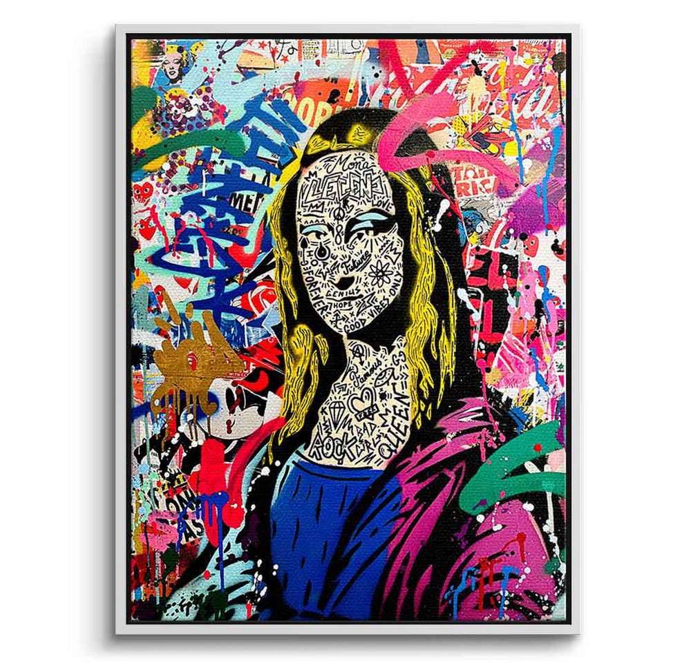 DOTCOMCANVAS® Leinwandbild GRAFFITI MONA, Leinwandbild GRAFFITI MONA LISA Pop Art Portrait hochkant Wandbild von DOTCOMCANVAS®