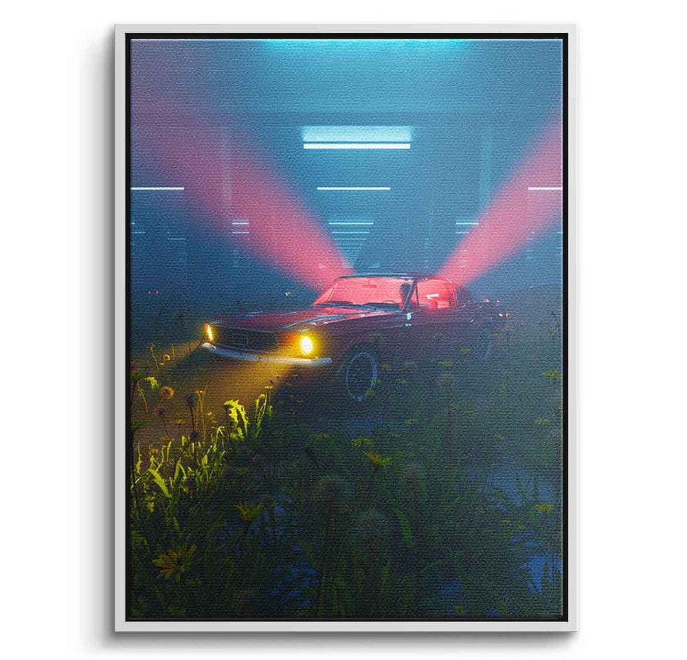 DOTCOMCANVAS® Leinwandbild Green Garage, Leinwandbild Green Garage KI AI generiert digitale Kunst Wandbild von DOTCOMCANVAS®