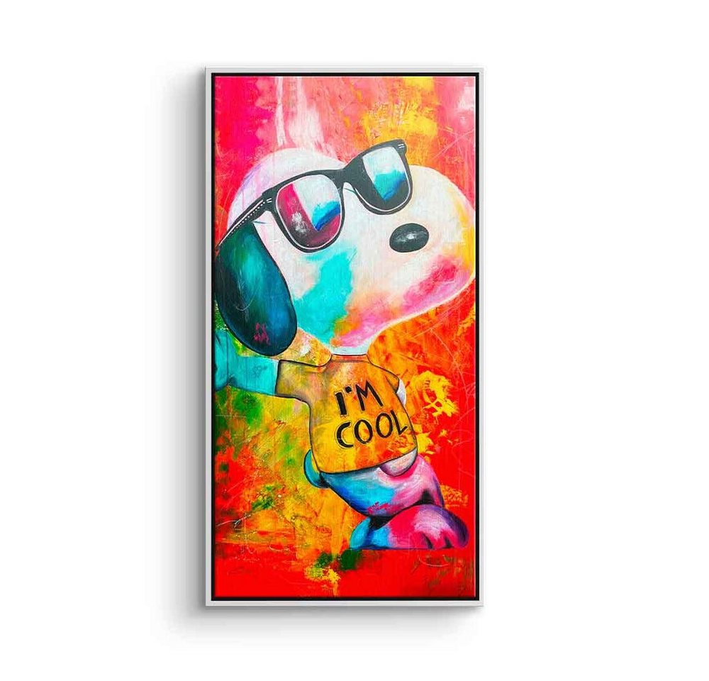 DOTCOMCANVAS® Leinwandbild I'm cool, Snoopy Leinwandbild I´m cool comic panorama hochkant rot orange von DOTCOMCANVAS®