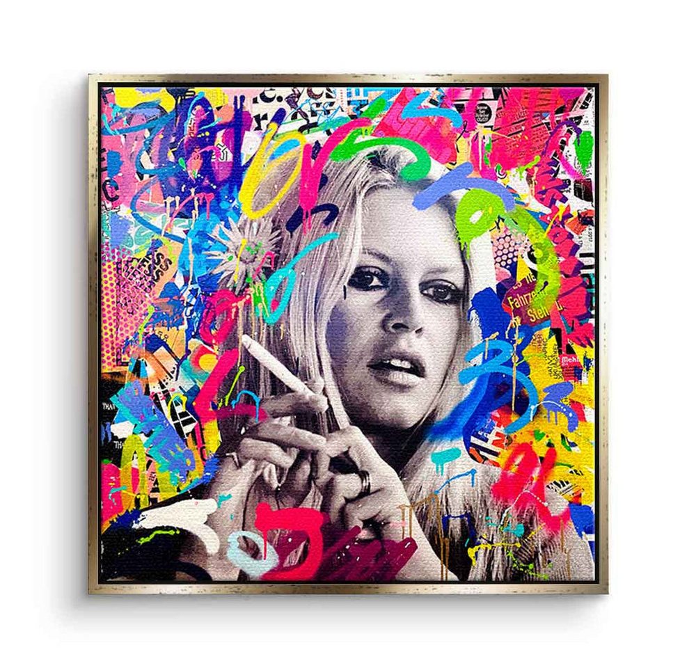 DOTCOMCANVAS® Leinwandbild ICONIC BB, Leinwandbild ICONIC BB Brigitte Bardot Pop Art Portrait Wandbild von DOTCOMCANVAS®