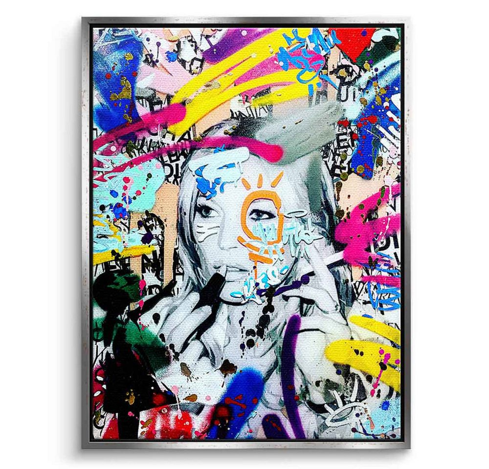 DOTCOMCANVAS® Leinwandbild KATE BRAND GRAFFITI, Leinwandbild KATE BRAND GRAFFITI Kate Moss Pop Art Portrait Wandbild von DOTCOMCANVAS®