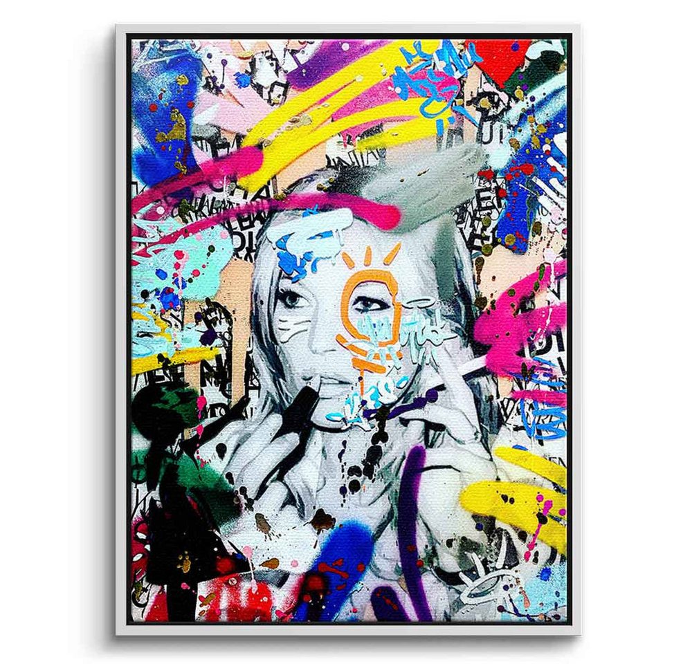 DOTCOMCANVAS® Leinwandbild KATE BRAND GRAFFITI, Leinwandbild KATE BRAND GRAFFITI Kate Moss Pop Art Portrait Wandbild von DOTCOMCANVAS®