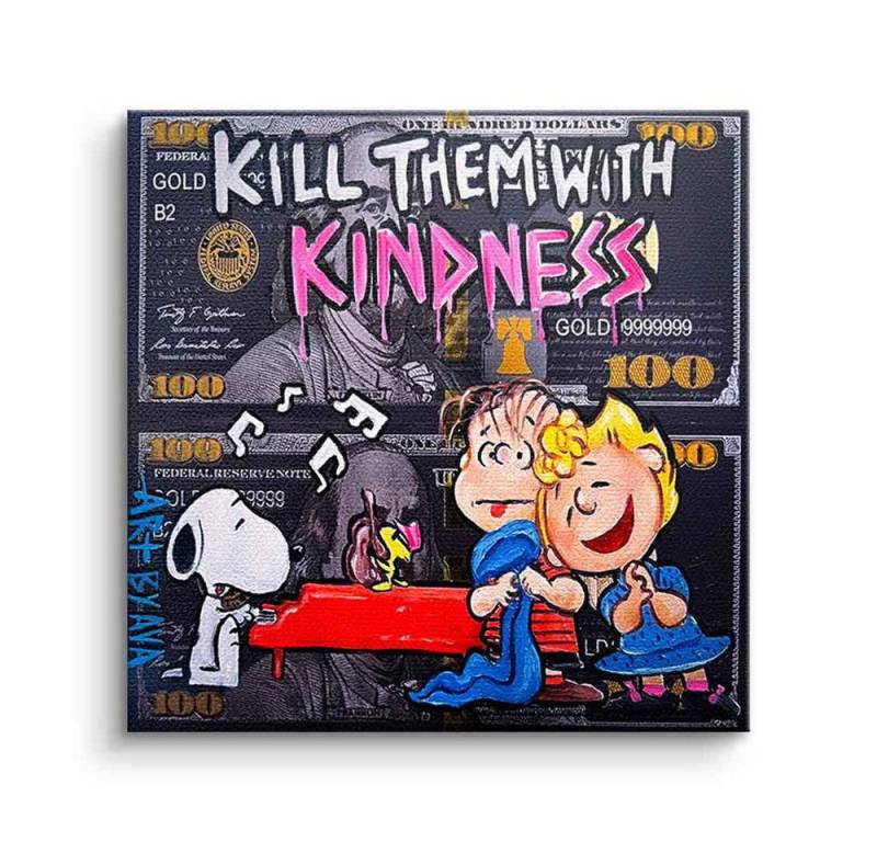 DOTCOMCANVAS® Leinwandbild Kill them with kindness, Leinwandbild Kill them with kindness Comic Cartoon Wandbild Kunstdruck von DOTCOMCANVAS®